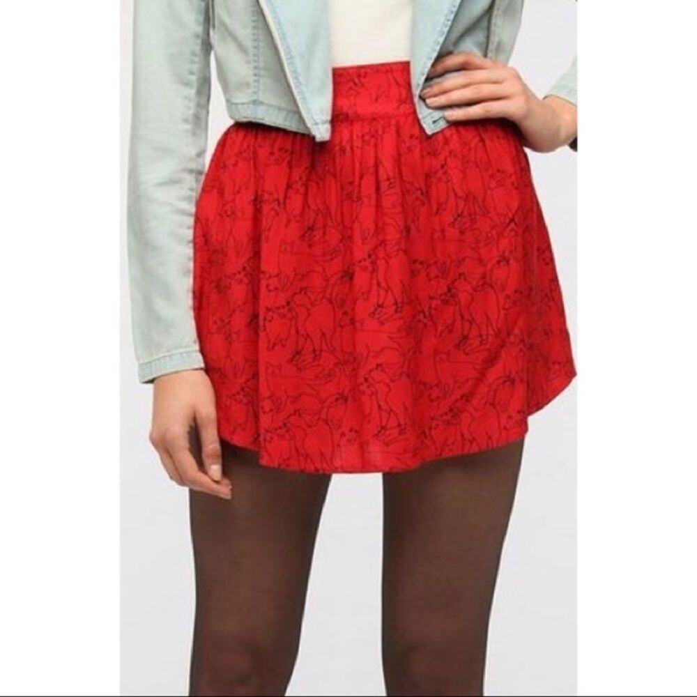 Urban Outfitters Women's Kimchi Blue Red Cat Mini Skirt Size Medium
